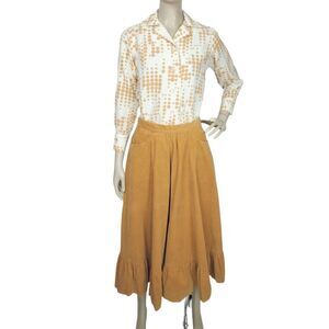 Vintage White Tan Polka Dot 60's 70's Button-Down Shirt Size XS/S/M